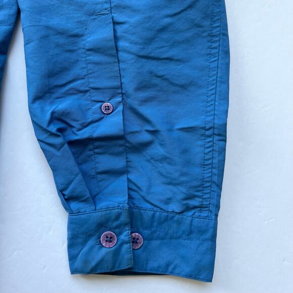 North Face Blue Button Up Nylon Shirt Utility Gorpcore Button Up Lightweight L - Picture 8 of 12